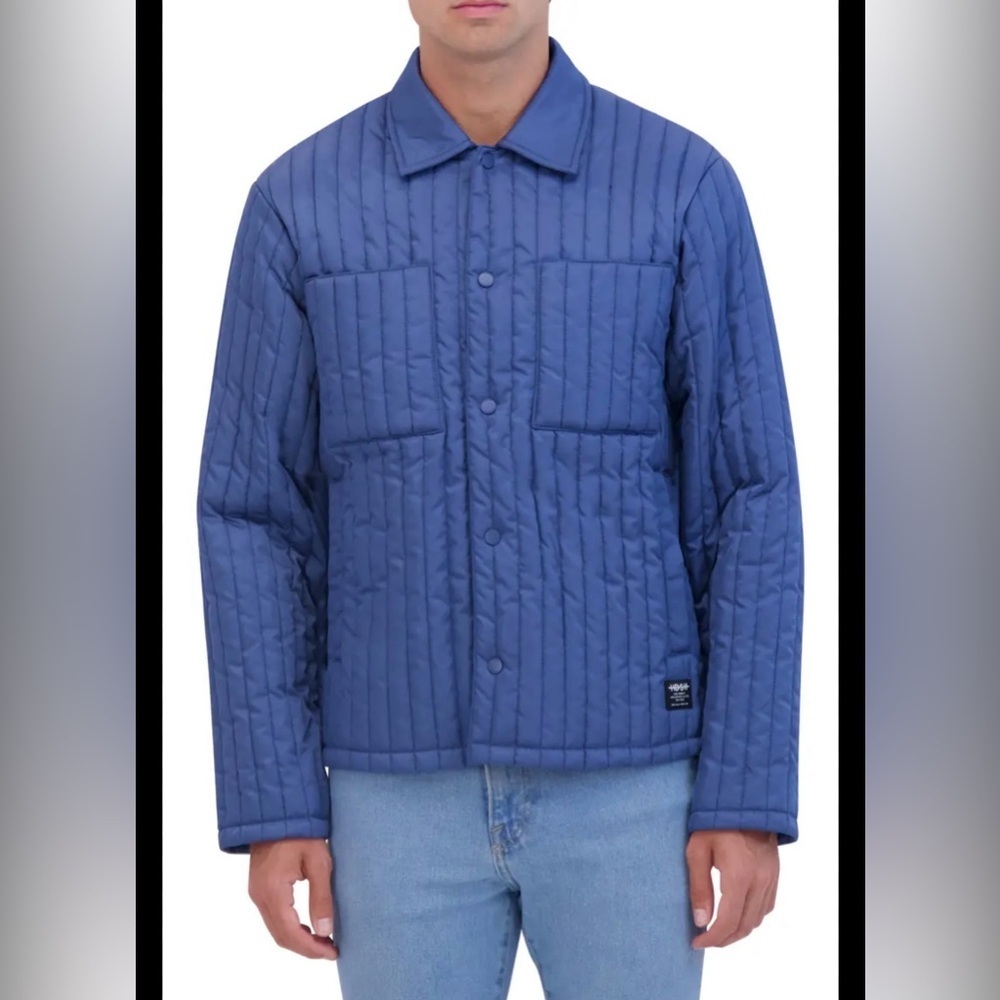 Hudson Water Repellent Quilted Shirt Jacket Blue 2XL new with tag